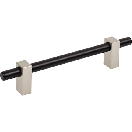 Jeffrey Alexander 128 Mm Center-To-Center Matte Black W/ Satin Nickel Larkin Cabinet Bar Pull 478-128MBSN
